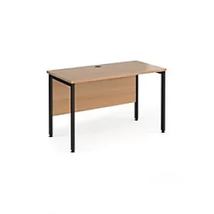Image of Rectangular Straight Desk Beech Wood H-Frame Legs Black Maestro 25 1200 x 600 x 725mm