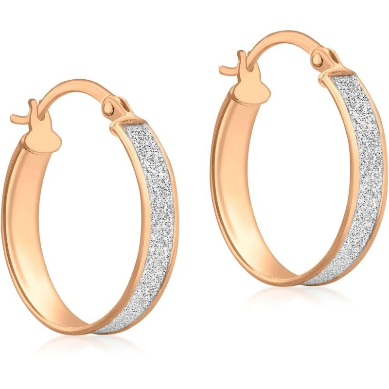 Image of Be You 9ct Rose Gold Stardust Hoops Gold female One Size