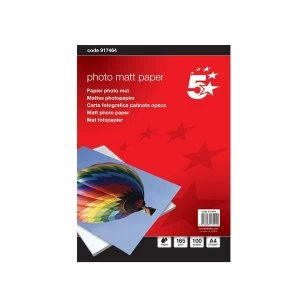 Image of 5 Star Inkjet Paper Matt 165gsm A4 White 100 Sheets