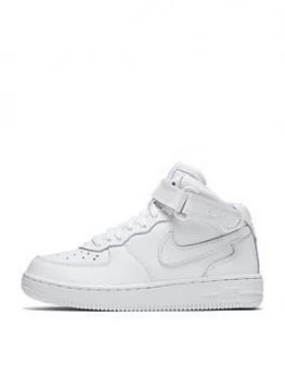 Image of Nike Force 1 Mid Childrens Trainers - White/White, Size 12
