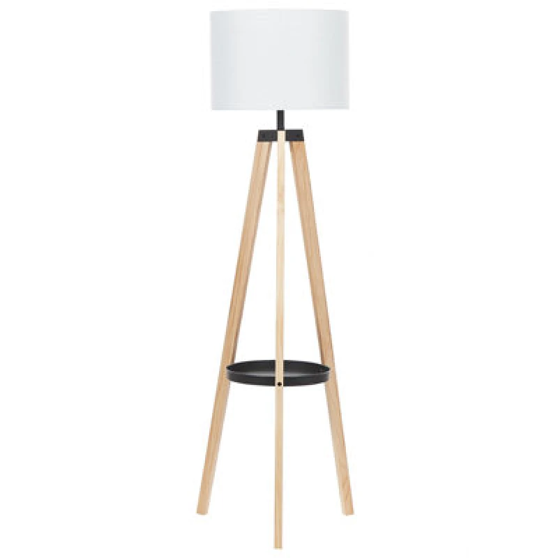 Image of Beliani Floor Lamp Bluff Pine Wood White