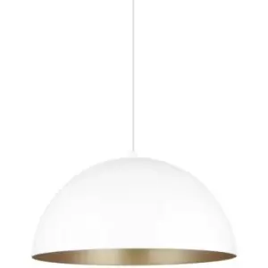 Image of Zumaline Lighting - Zumaline Vela Dome Pendant Ceiling Light, Matt White, Gold, 1x E27