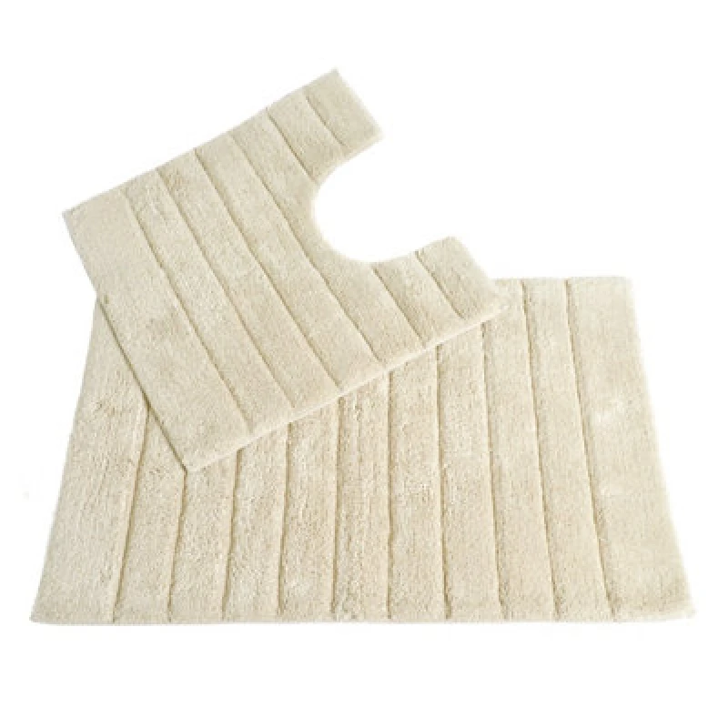 Image of Allure Bath Fashions Ribbed Two Piece Bath Mat & Toilet Mat Set - Cream