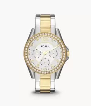Image of Fossil Women Riley Multifunction Two-Tone Stainless Steel Watch