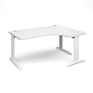 Image of Office Desk Right Hand Corner Desk 1600mm White Top With White Frame 1200mm Depth TR10 TDER16WWH