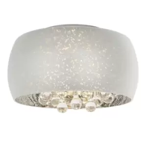 Image of Flush Ceiling Light Silver Effect & Clear Glass 3 x 28W G9 clear capsule