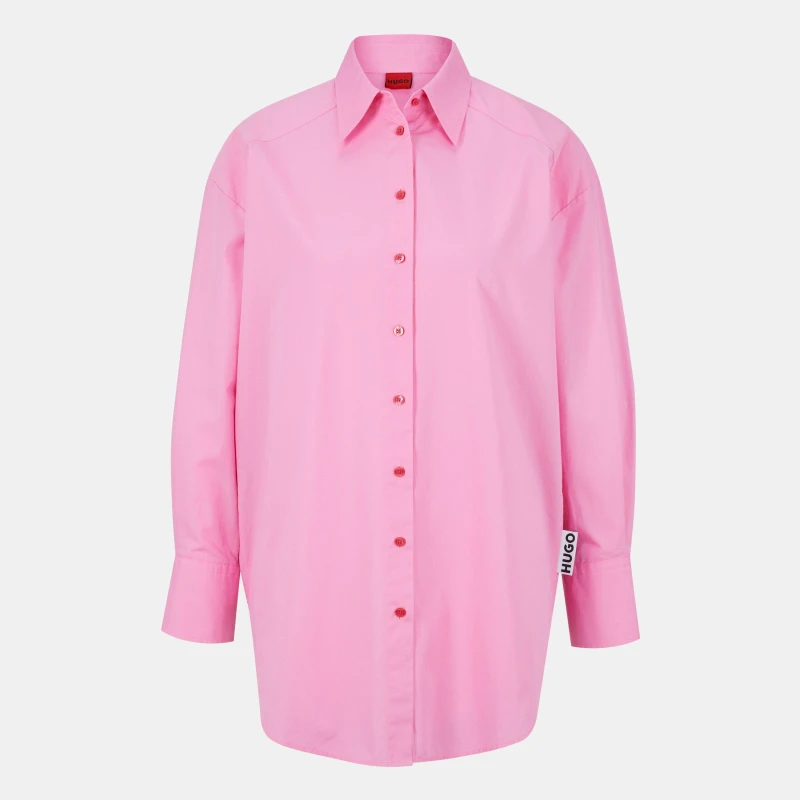 Image of Hugo Womens Ennia Long-Sleeve Blouse Bright Pink female 6 (XS)