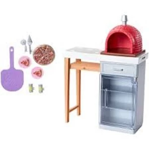 Image of Barbie Furniture and Accessories Brick Pizza Oven Playset
