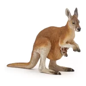 Image of PAPO Wild Animal Kingdom Kangaroo with Joey Toy Figure, Three Years or Above, Brown (50188)