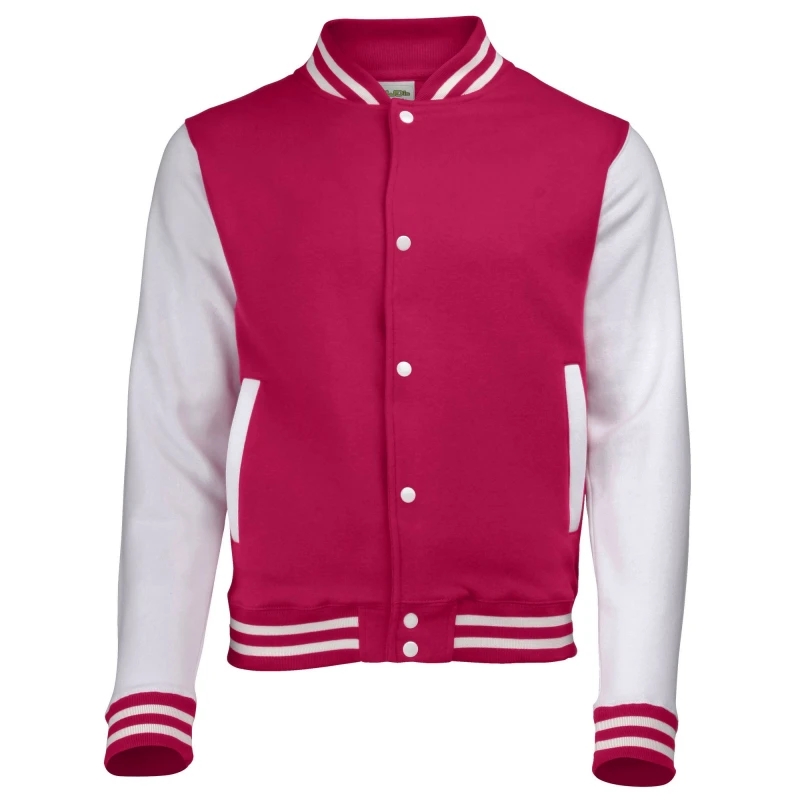 Image of AWDis Varsity Jacket in Pink Size: 12-13 Years Pink Unisex 12-13 Years