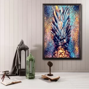 Image of Shiny Pineapple Multicolor Decorative Framed Wooden Painting