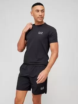 Image of EA7 Emporio Armani T-Shirt & Shorts Training Travel Kit, Black, Size S, Men