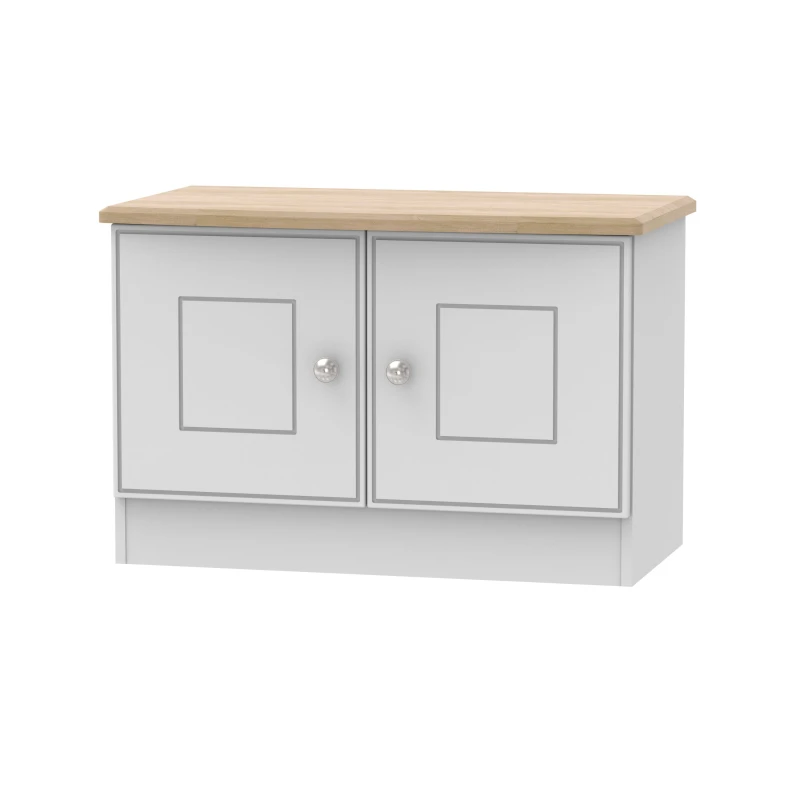 Image of Albert Compact 2 Door TV & Media Unit In Grey Matt & Oak (Ready Assembled)