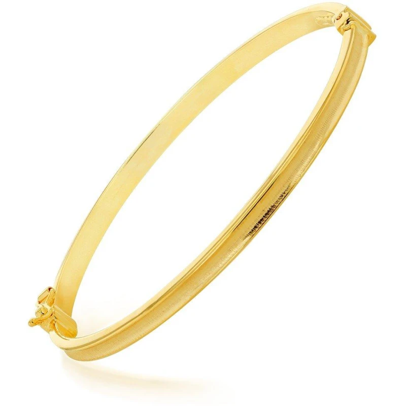 Image of Be You 9ct Gold Concave Matte Oval Bangle Yellow Gold female One Size