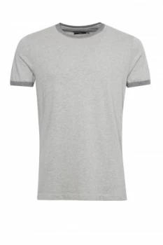 Image of Mens French Connection Bens Ringer Crew Neck T Shirt Dark Grey Marl