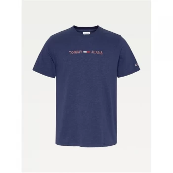 Image of Tommy Jeans 3D Linear Logo T Shirt - Twilight Navy