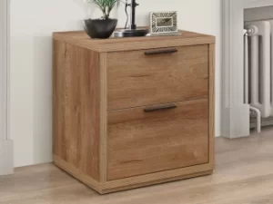 Image of Birlea Stockwell Rustic Oak 2 Drawer Small Bedside Cabinet Flat Packed