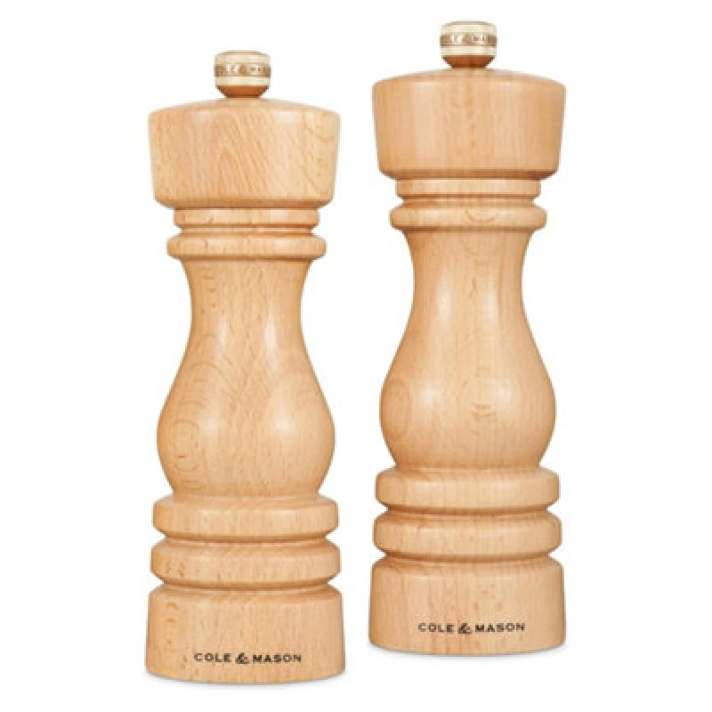Image of Cole & Mason London Beech Wood Salt & Pepper Mill Set 180mm - Brown