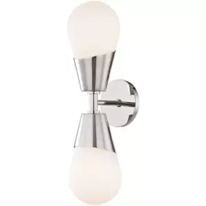 Image of Cora 2 Light Wall Sconce Polished Nickel, Glass