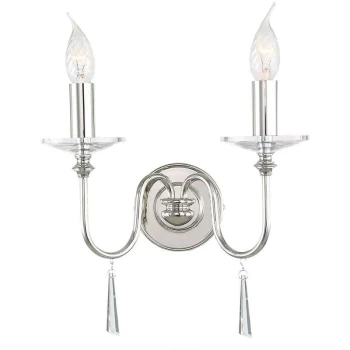 Image of Finsbury Park - 2 Light Indoor Candle Wall Light Polished Nickel, E14 - Elstead