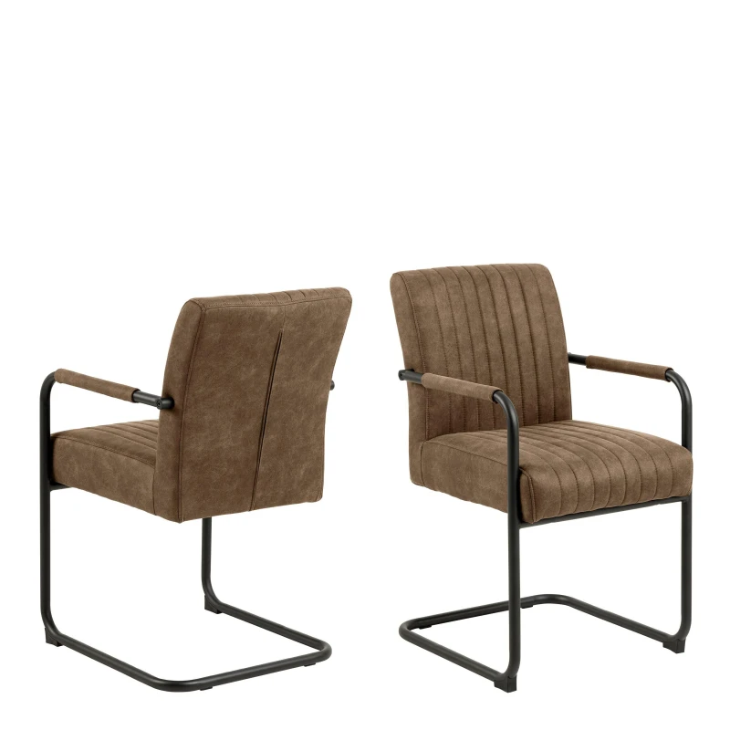 Image of Furniture To Go Adele Dining Chair In Light Brown Fabric Set Of 2