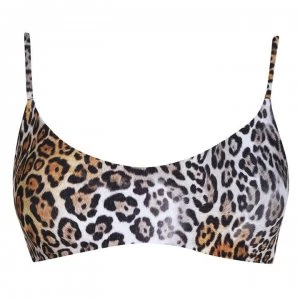 Image of Guess Leopard Print Bikini Crop Top - Brown P1H6
