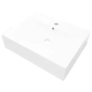 Image of VidaXL Rectangular Ceramic Basin Sink with Faucet Hole - White