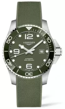 Image of LONGINES L37824069 Hydroconquest 43mm Green Dial Rubber Watch