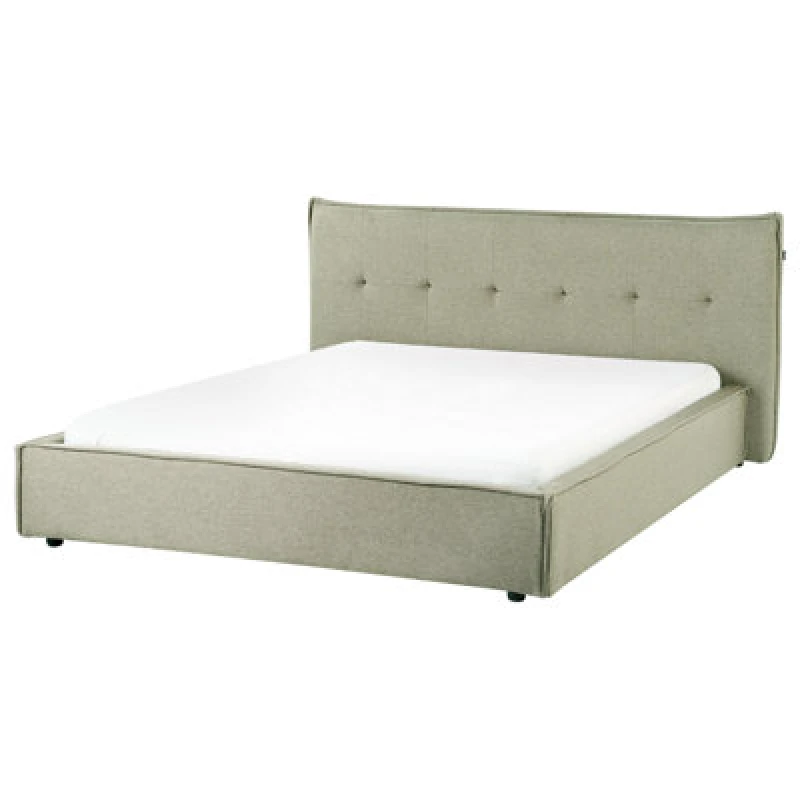 Image of Beliani Bed Faux Linen Lestre 160 X 200 Cm (Eu King Size) Green