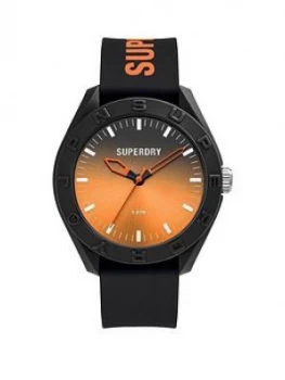 Image of Superdry Black & Orange Strap Watch, Orange, Men
