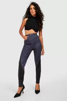 Image of High Waisted Contrast Contour Skinny Jeans