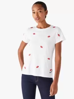 Image of Embroidered Kisses Tee - White - S (Uk 8-10)
