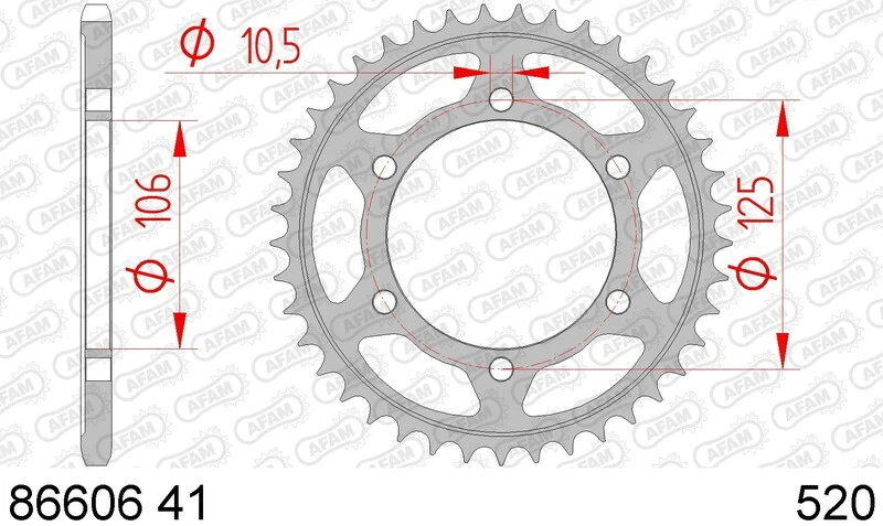 Image of AFAM Steel Standard Rear Sprocket 86606 - 520