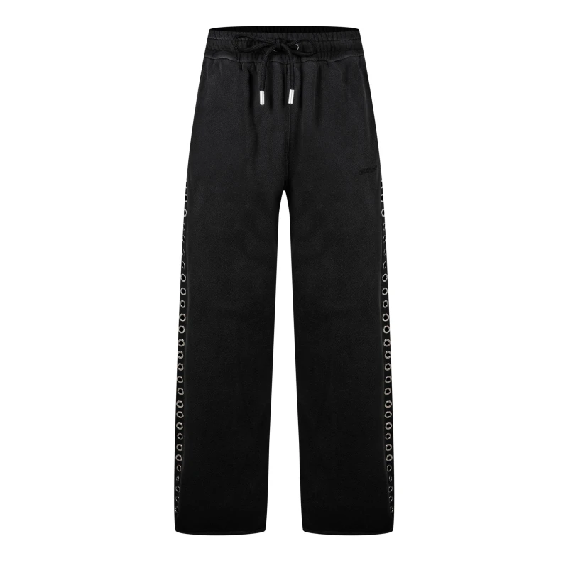 Image of Off White Mens Eyelet Embellished Fleece Joggers Black male XS
