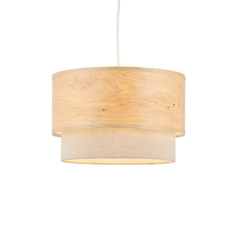 Image of Lighting Collection Veneer & Linen Easy Fit Ceiling Shade