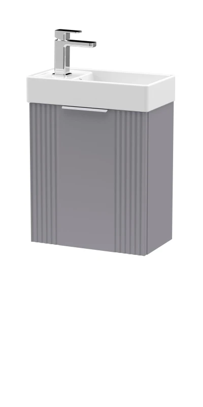 Image of Balterley Retro Wall Hung Bathroom Vanity Basin Unit - 400mm - Satin Grey Grey Unisex