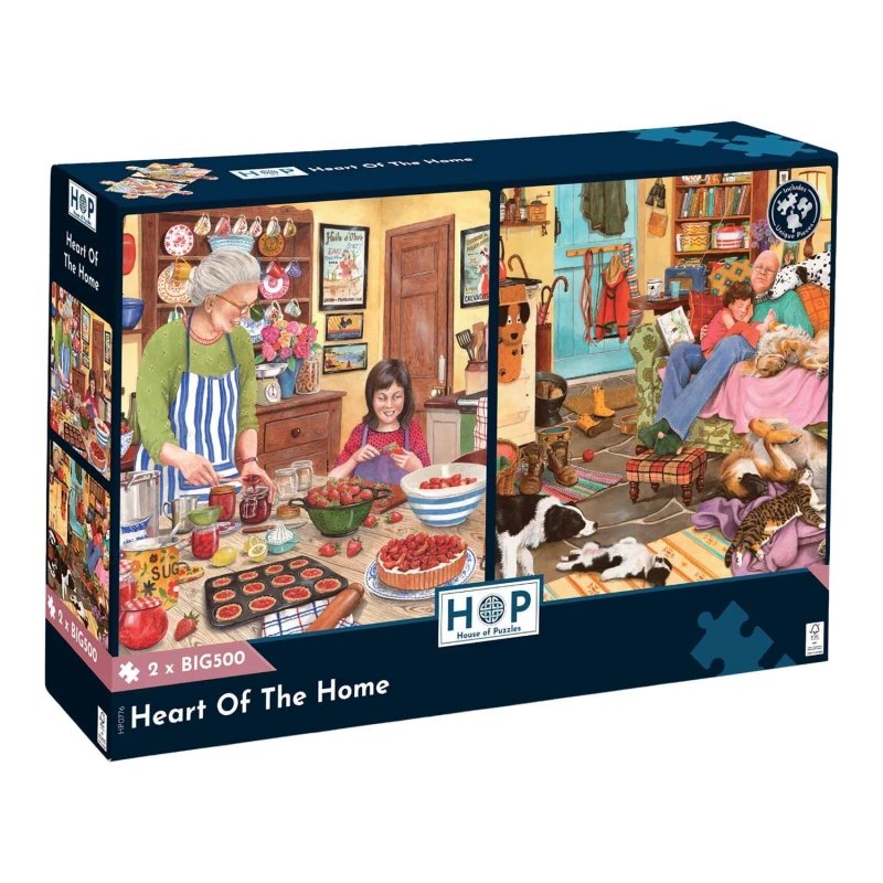Image of The House Of Puzzles Heart Of The Home - 2 x BIG 500 Piece Jigsaw Puzzles Multicolor Unisex 500 Piece