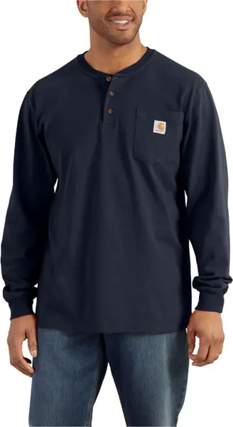 Image of Carhartt Workwear Pocket Henley Longsleeve Shirt, blue, Size S