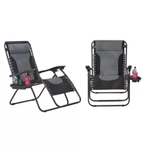 Image of Neo Pair XL Grey Zero Gravity Loungers - Garden & Outdoor