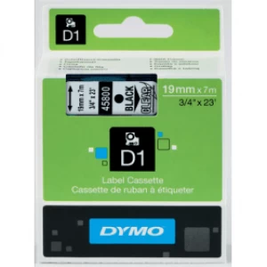 Image of Dymo 45800 Black on Clear Label Tape 19mm x 7m