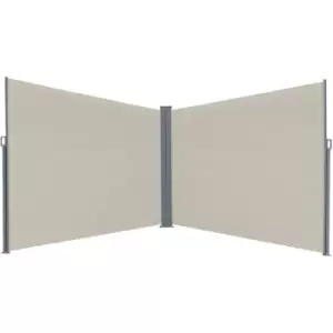 Image of Outsunny Retractable Double Side Awning Folding Privacy Screen Fence White