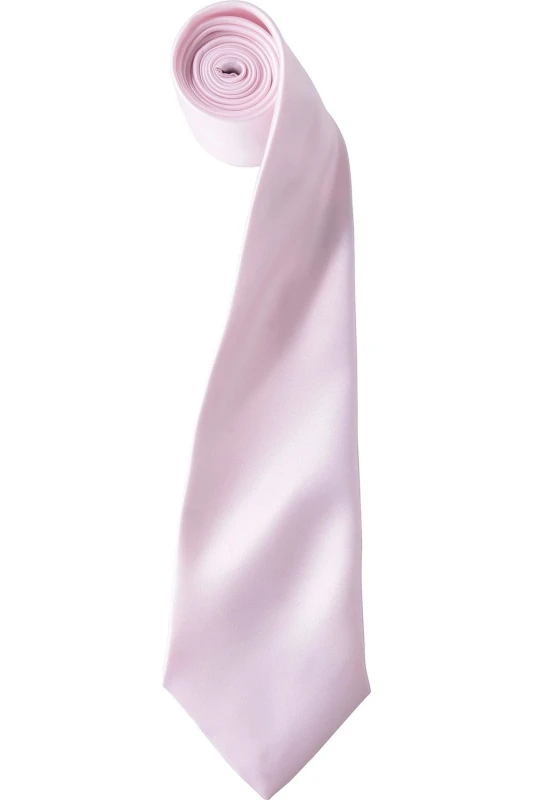 Image of Premier Premier Men Plain Satin Tie (Narrow Blade) in Pink Pink One Size Male 5055805451934