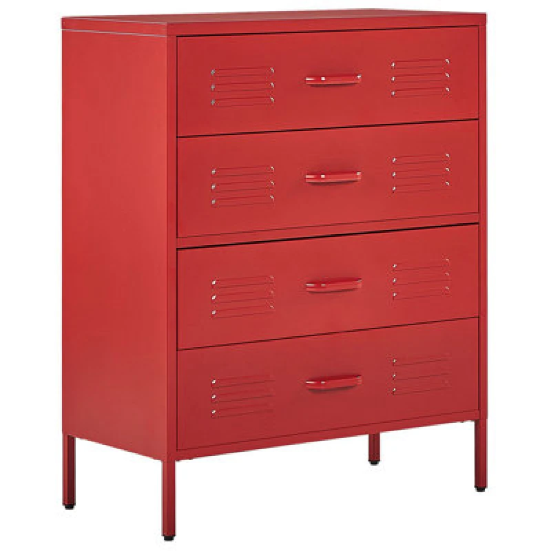 Image of Beliani Chest Of Drawers Enago Metal Red