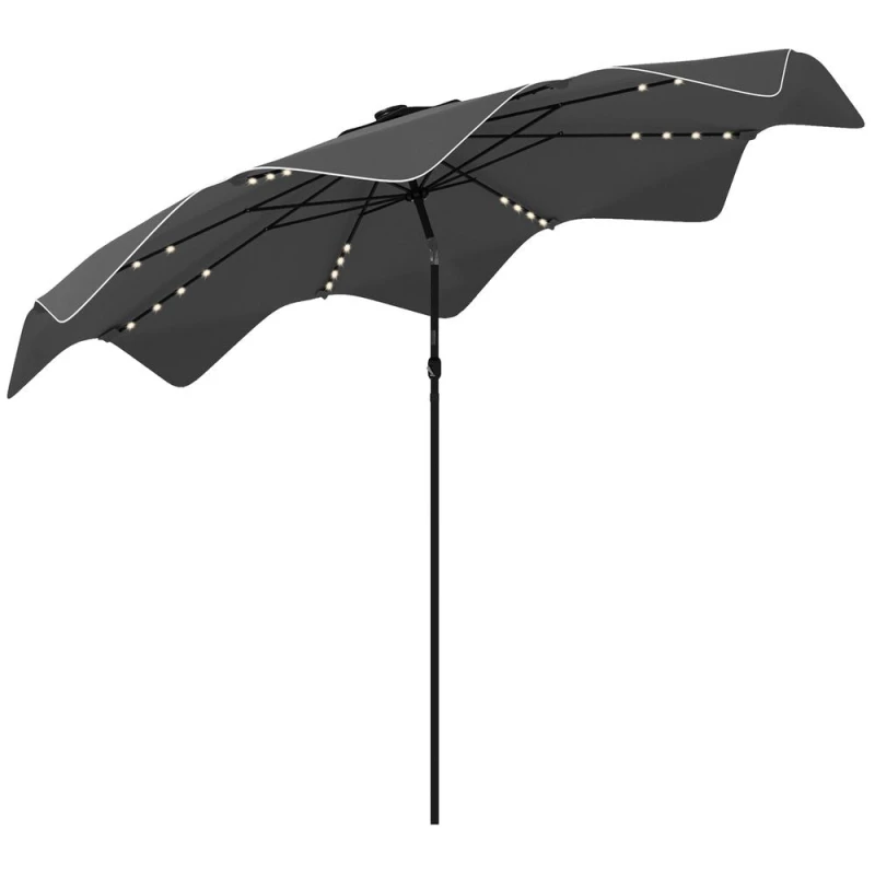Image of Outsunny Outsunny - Garden Parasol Umbrella with LED Lights and Tilt 84D-328V00CG