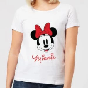 Image of Disney Mickey Mouse Minnie Face Womens T-Shirt - White