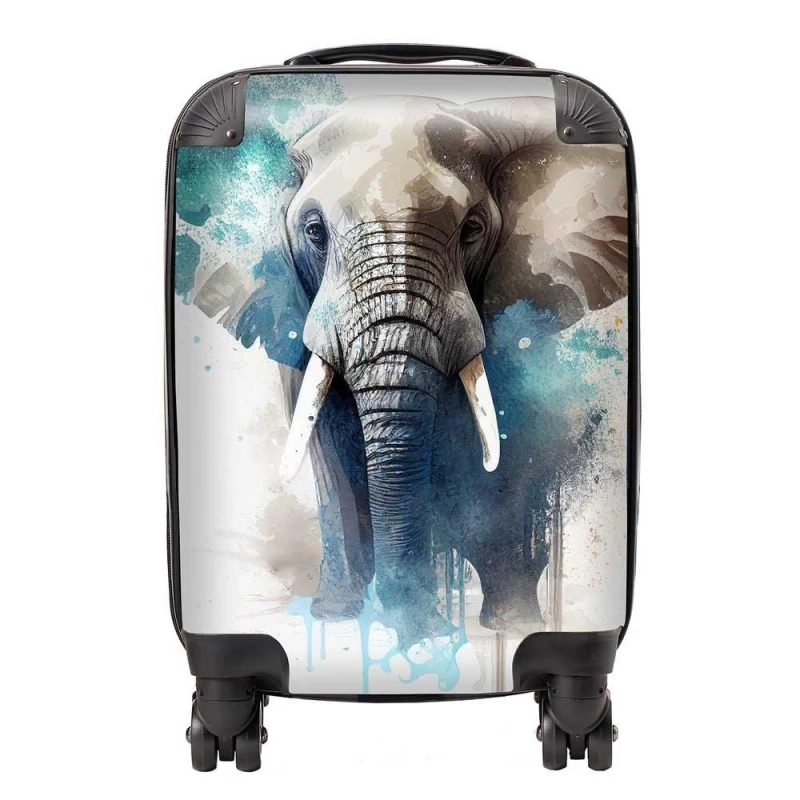 Image of Warren Reed - Designer Majestic Elephant Splashart Suitcase in Grey Size: Medium Grey Unisex Medium
