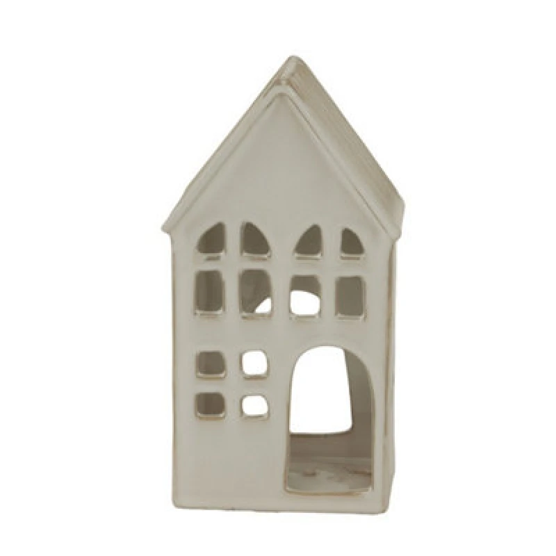 Image of Hill Interiors House Tea Light Holder Decoration - Ceramic - L6 X W9 X H16cm - White