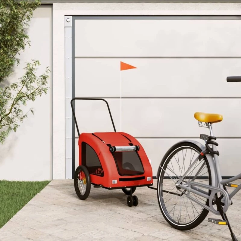 Image of VIDAXL Vidaxl - Pet Bike Trailer Orange and Grey Oxford Fabric and Iron 93984