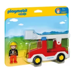 Image of Playmobil 1.2.3 Ladder Unit Fire Truck Playset