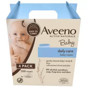 Image of Aveeno Baby Daily Care Wipes 72x x 4 Packs